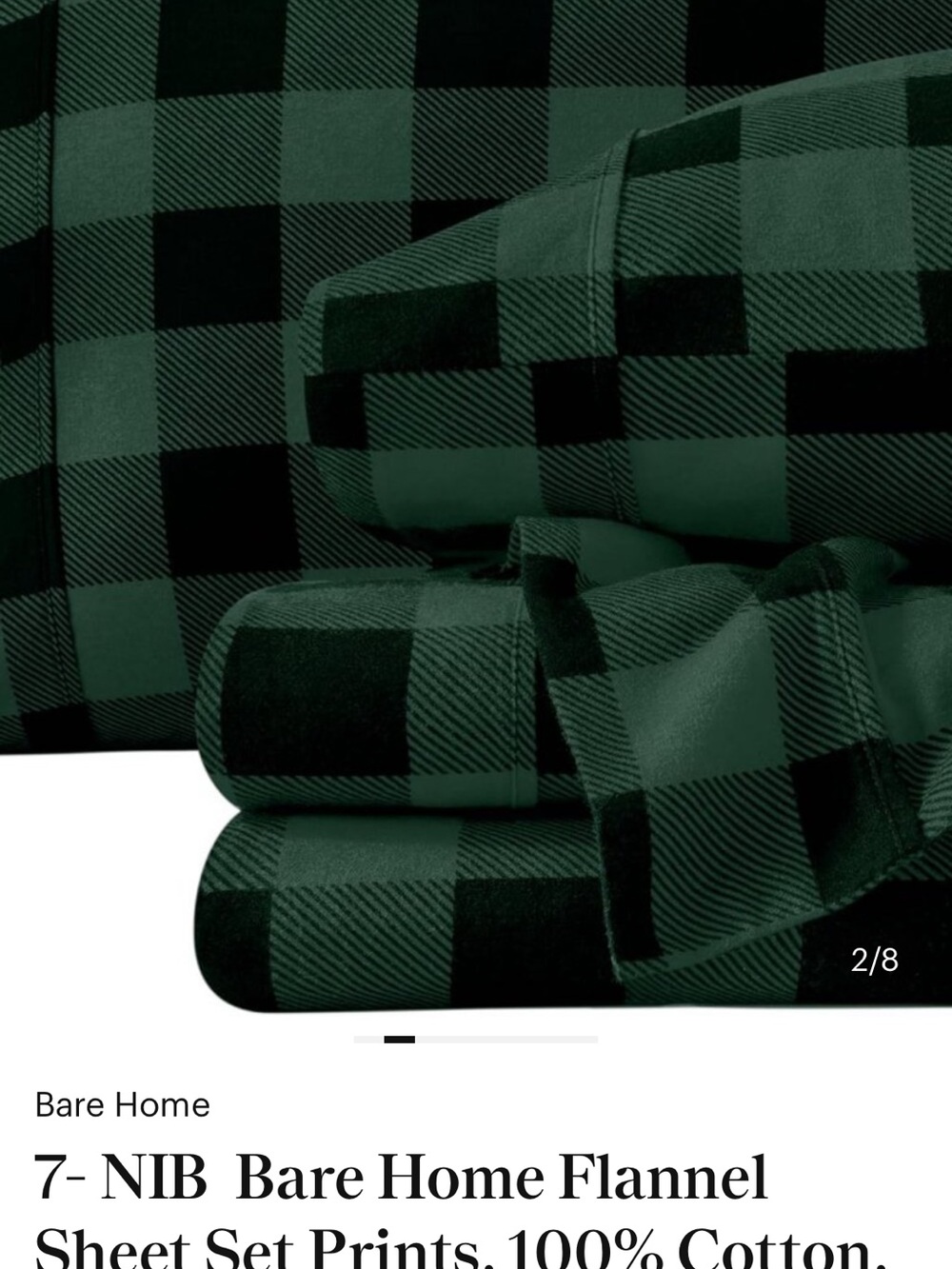Bare Home Green Buffalo Plaid Flannel Sheet Set - Picture 3 of 7